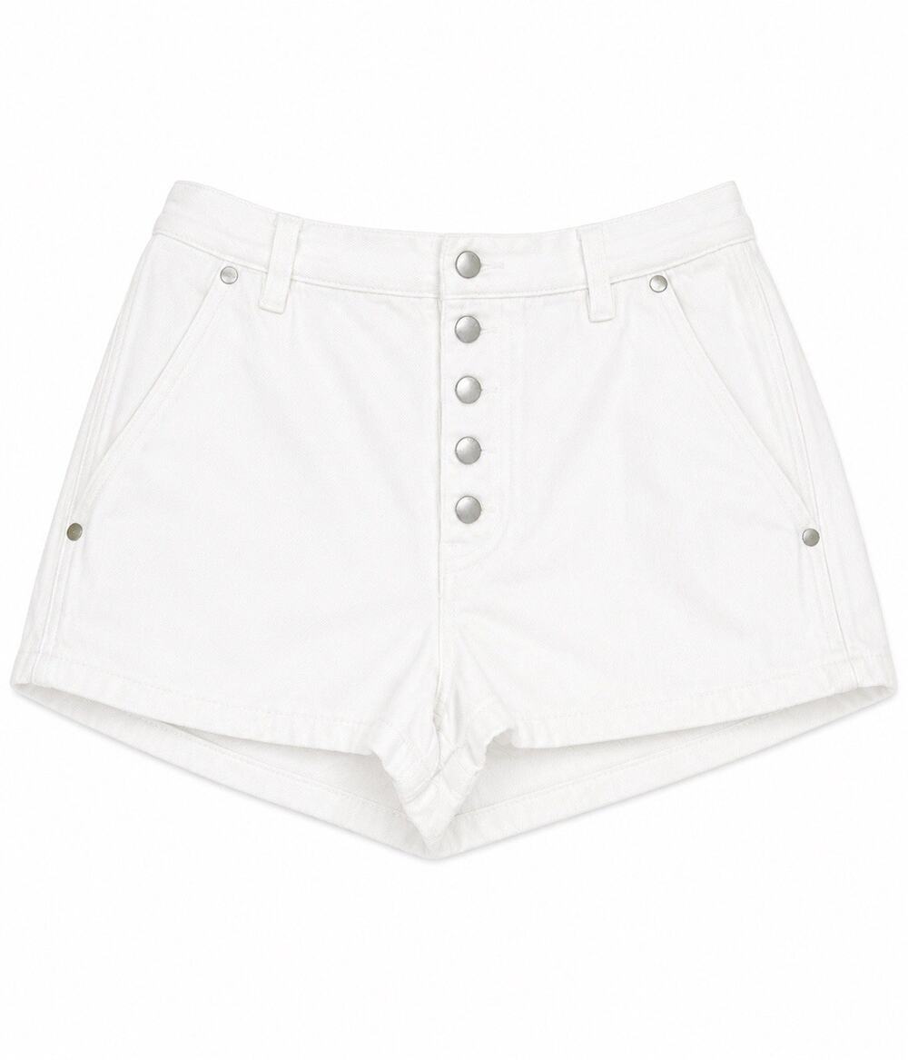 RAG & BONE White Denim Jean High-Waisted Button Branson Shorts Sz 2 Retail $295